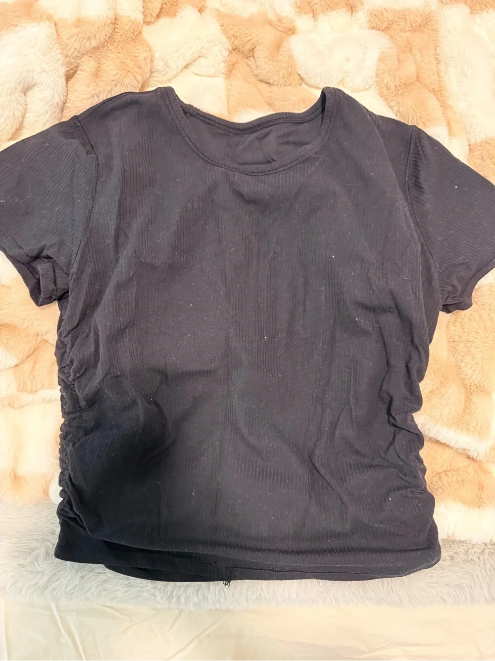 lululemon athletica Black Ribbed Crop Top SIZE 8